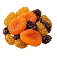 Dried apricot halves with golden and dark raisins